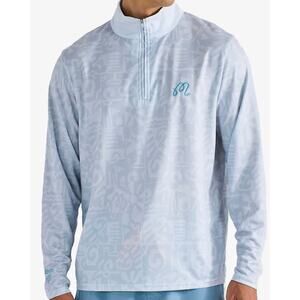 Malbon Golf Capo 1/4 Zip Silver Pattern Pullover S NEW Half-Zip Long Sleeve Top